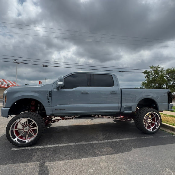 lifted f250 on forged wheels with wicked lift kit