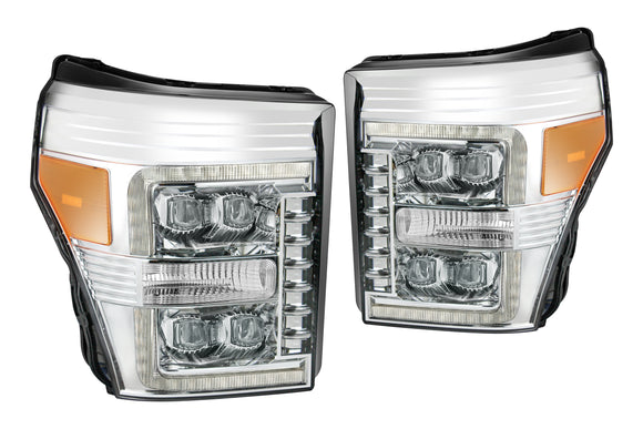ARex Nova LED Heads:  Ford Super Duty (11-16) - Matte Black / Chrome (Set)
