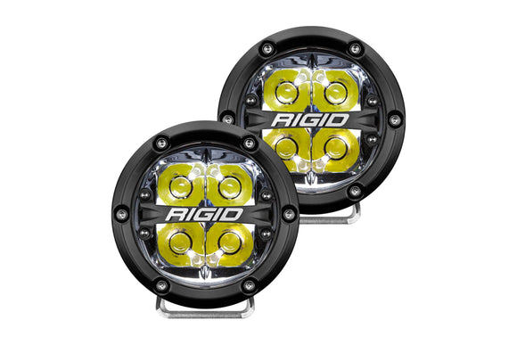 Rigid 360-Series LED Light: (4in / Driving / Amber Backlight / Pair)