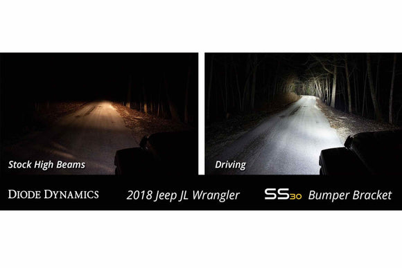 DD Bumper Light Kit: Wrangler JL  (White / Driving Beam) (Single SS30 Bar)