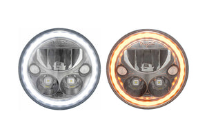Vision X LED Heads: (Each / 5.75in Round / Chrome / Amber Halo) (Motorcycle Spec)