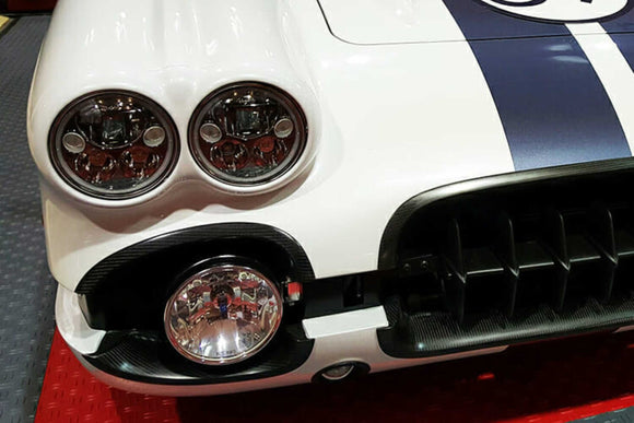 Vision X LED Heads: (Each / 7in Round / Chrome / Amber Halo)