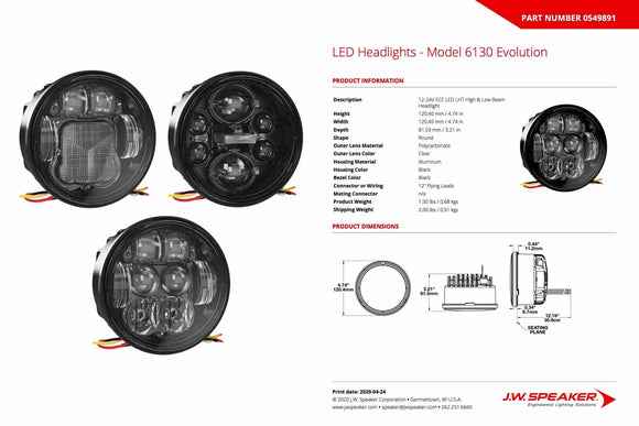 JW Speaker: 6130-EV 12/24V Low Beam SAE ECE RHT