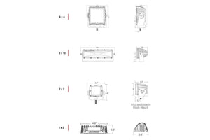 Rigid LED Scene Light: (2x2 115deg / Flush / Black Housing / Each)
