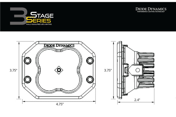 DD SS3 Sport LED Pods: (Square / Yellow / Set / Spot Beam)